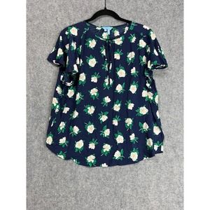 Draper James Navy Floral Blouse
